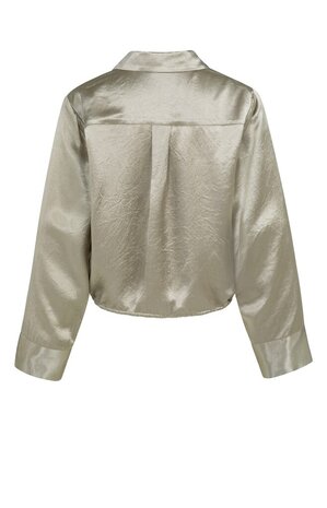 Yaya Crinkle blouse with drawstring crockery brown