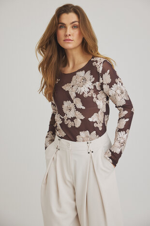 One Two Luxzuz Florana T-Shirt 793 Chocolate Plum