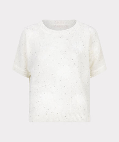 Esqualo Sweater embroidery flowers Off White