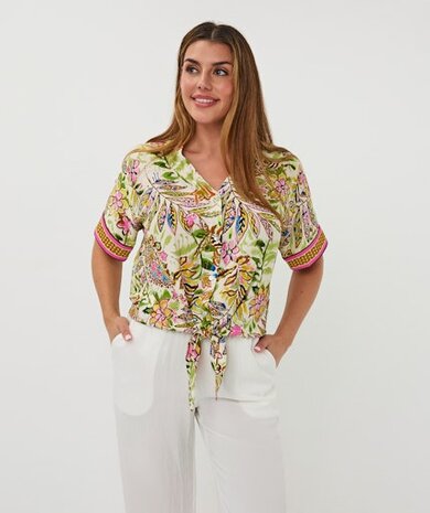 Esqualo Blouse knot Jungle print print