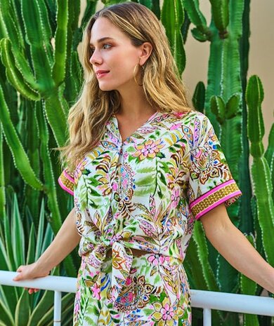 Esqualo Blouse knot Jungle print print