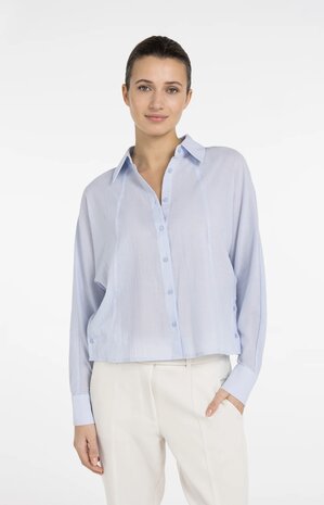Yaya Batwing blouse with cut seams light blue