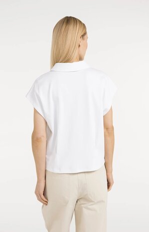 Yaya Jersey blouse with darts pure white