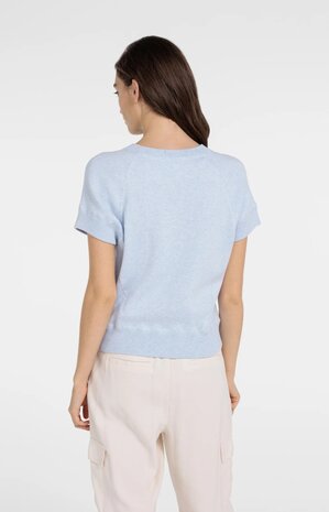 Yaya Sleeveless sweater with stitch details light blue melange