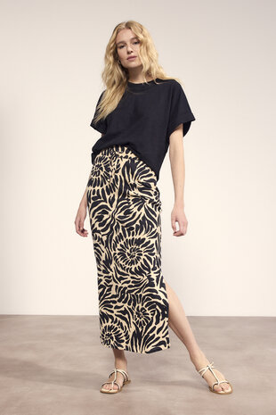 Tramontana Maxi Skirt Safari Bloom  PrintBlack&Pebble
