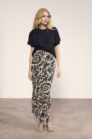 Tramontana Maxi Skirt Safari Bloom  PrintBlack&Pebble