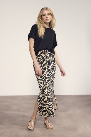 Tramontana Maxi Skirt Safari Bloom  PrintBlack&Pebble