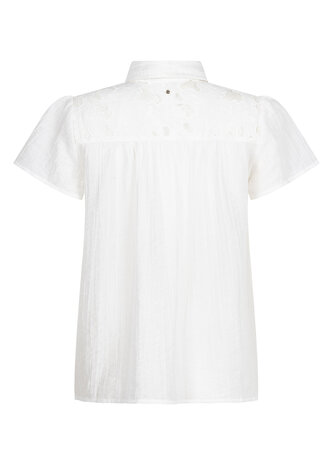 Tramontana Short-Sleeve Blouse Lace Tapes  OffWhite