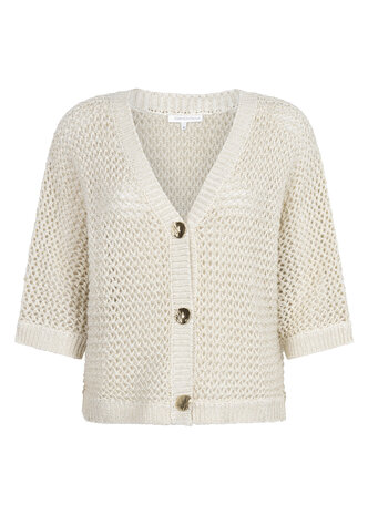 Tramontana Crochet V-Neck Cardigan  Stone