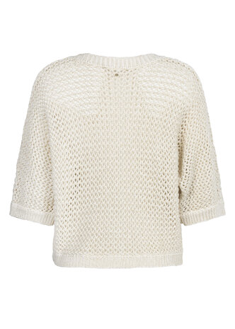 Tramontana Crochet V-Neck Cardigan  Stone