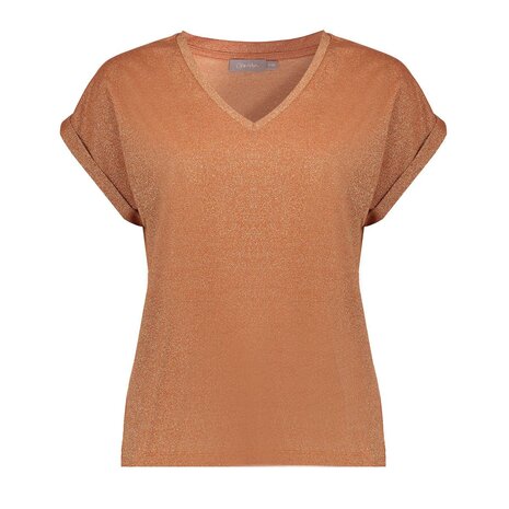 Geisha T-shirt lurex V-neck ginger 62351-24
