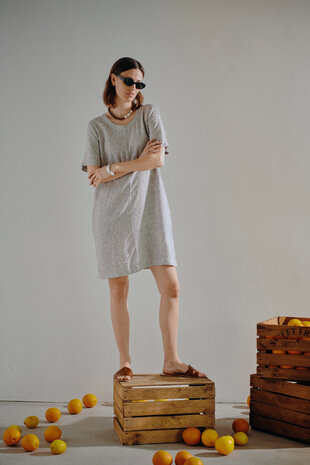 Freequent fqlavasi-dress Sand Melange met zilver draad