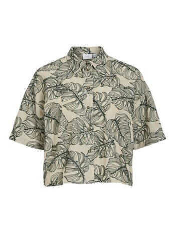 Vila viflura 2/4 shirt/1 Birch ATLANTIC DEEP EMBROIDERY