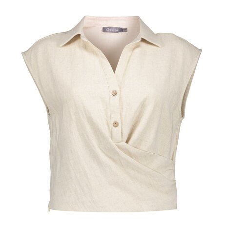 Geisha Top collar ecru linnen raw 63302-10