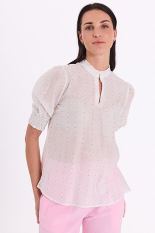 Freequent fqflory-blouse Brilliant White w. Silver