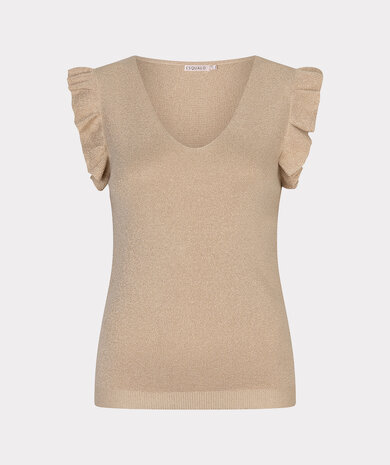 Esqualo Top v/neck ruffle slve sand