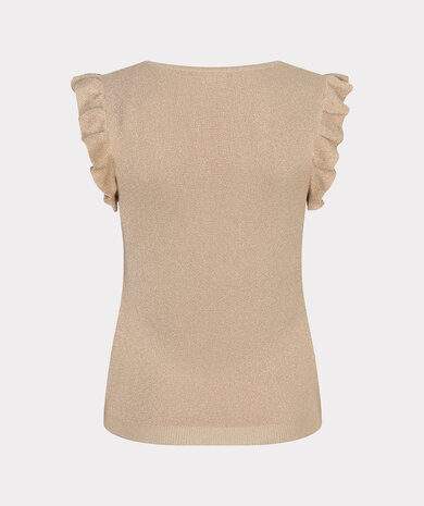 Esqualo Top v/neck ruffle slve sand