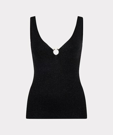 Esqualo Singlet ribbed hook lurex zwart
