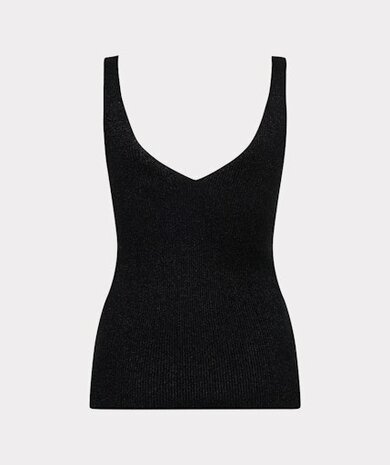 Esqualo Singlet ribbed hook lurex zwart