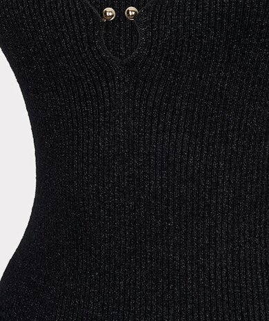 Esqualo Singlet ribbed hook lurex zwart