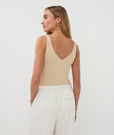 Esqualo Singlet ribbed hook lurex sand