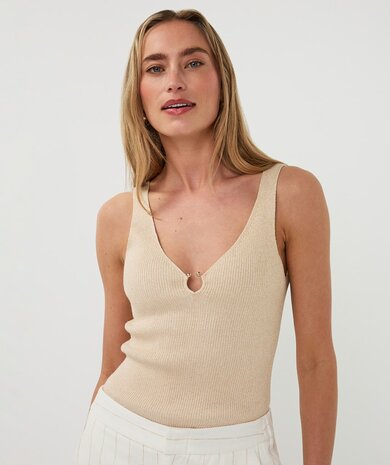 Esqualo Singlet ribbed hook lurex sand