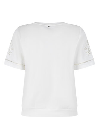 Tramontana T-Shirt Embroidered Sleeves  OffWhite