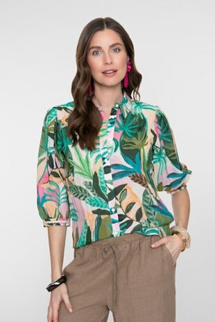Geisha blouse green/ecru 63450-20