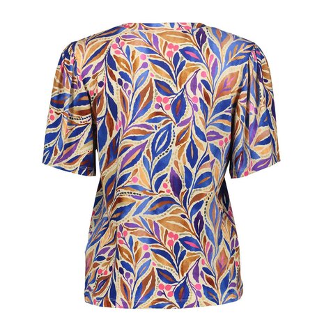 Geisha T-shirt V-neck jersey AOP indigo/purple 62460-60 JAZZ