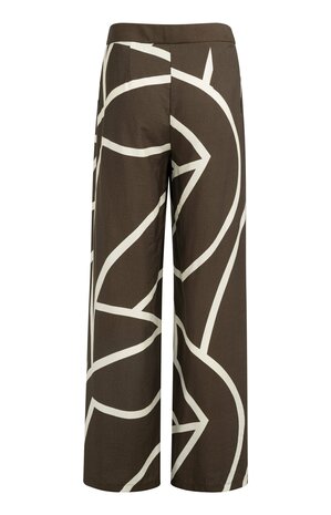 Yaya Woven printed wide leg trousers chocolate martini brown dessin