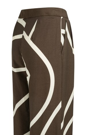Yaya Woven printed wide leg trousers chocolate martini brown dessin