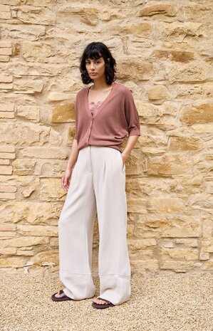 Yaya Batwing cardigan in textured knit burlwood pink melange