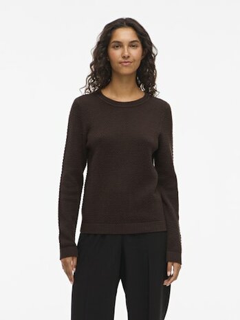 Vila vidalo o-neck l/s knit top- noos Coffee Bean