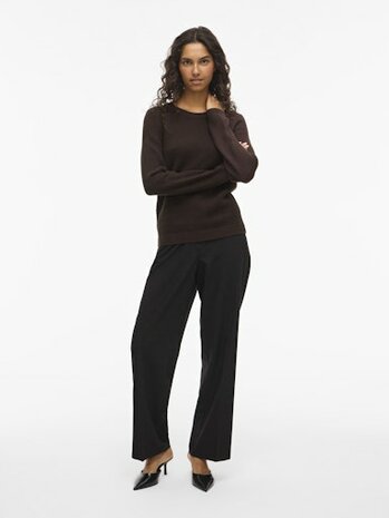 Vila vidalo o-neck l/s knit top- noos Coffee Bean