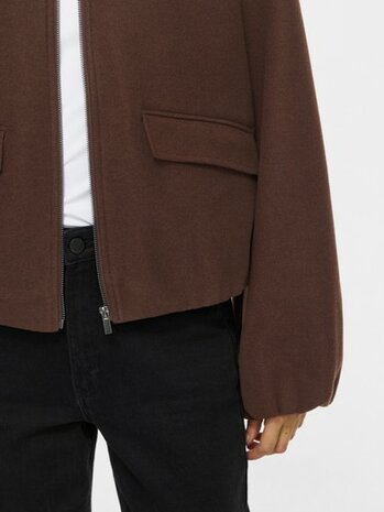 Vila vibalou l/s zipper jacket/tes Coffee Bean