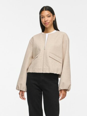 Vila vibalou l/s zipper jacket/tes Super Light Natural Melan