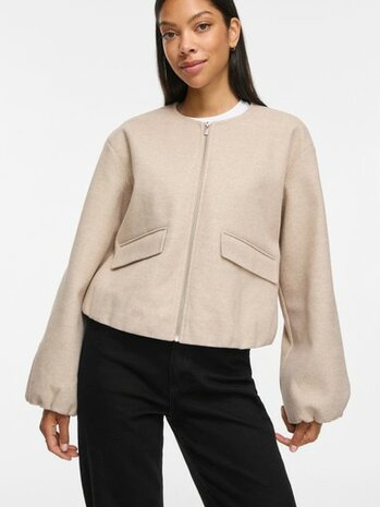 Vila vibalou l/s zipper jacket/tes Super Light Natural Melan