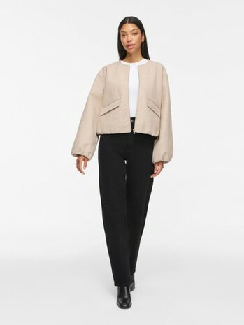 Vila vibalou l/s zipper jacket/tes Super Light Natural Melan