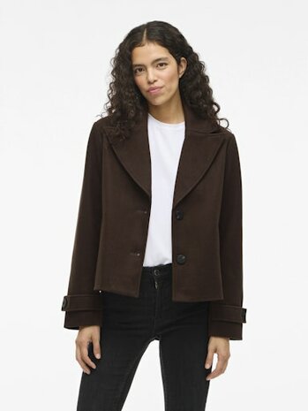 Vila visolo l/s short jacket/tes/2 Coffee Bean