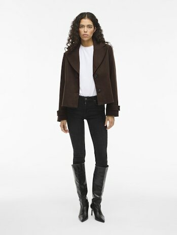 Vila visolo l/s short jacket/tes/2 Coffee Bean