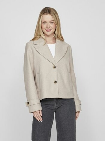 Vila visolo l/s short jacket/tes/2 Natural Melange