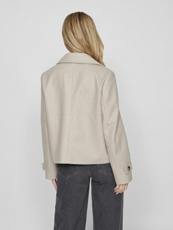 Vila visolo l/s short jacket/tes/2 Natural Melange
