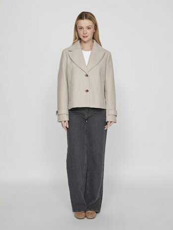 Vila visolo l/s short jacket/tes/2 Natural Melange