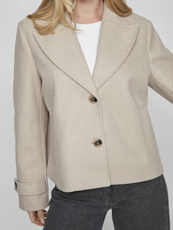 Vila visolo l/s short jacket/tes/2 Natural Melange