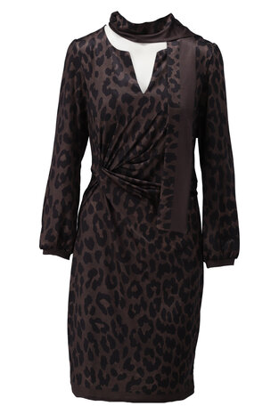 K-Design Korte jurk met sjaaltje & luipaardprint D324-P161