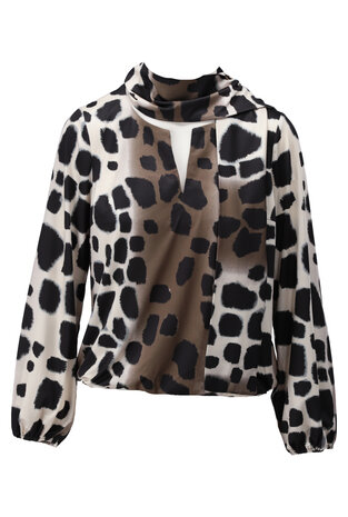 K-Design top ronde hals met sjaaltje & print D119-P147