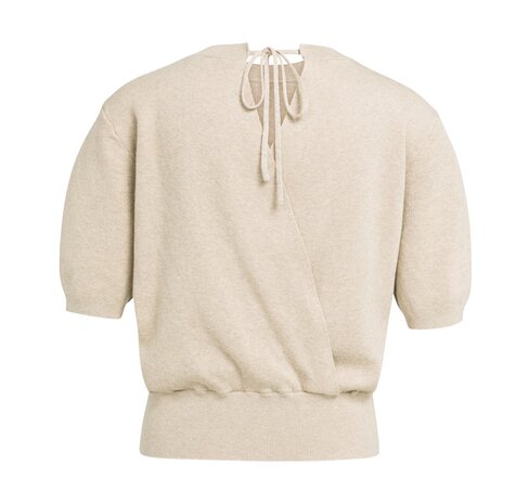 Yaya Short sleeve sweater with open back beige melange