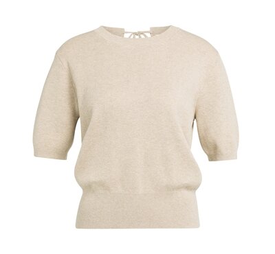 Yaya Short sleeve sweater with open back beige melange