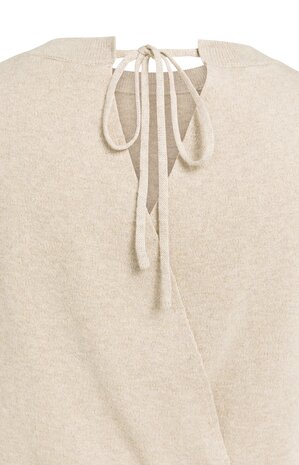 Yaya Short sleeve sweater with open back beige melange