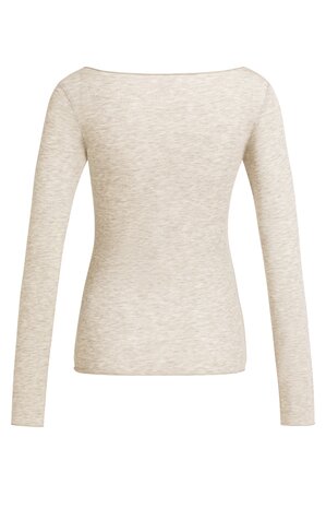 Yaya Long sleeve top with round neck pure cashmere grey melange